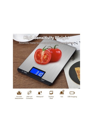 Novahub Yüksek Hassasiyetli Mutfak Terazisi - 7 Birim, Lcd Ekran, Tare Fonksiyonlu Siyah