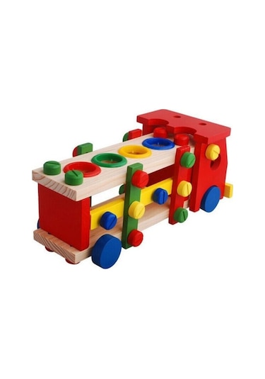 Montessori Ahşap Sök Tak - Çak Çak Kamyon Eğitici Oyuncak