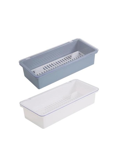 Gri Drenaj Bölme Çubuklarını Saklama Kutusu Dayanıklı Anti-kirli Toz Geçirmez Kaşık Çatal Kaşık Kabı