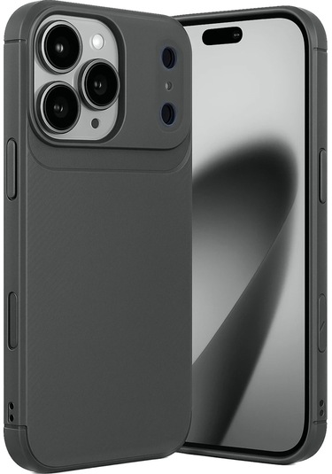 İphone Uyumlu 17 Pro Max Kılıf Focus Carbon Silikon Kapak Gri