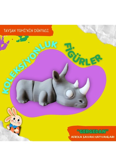 Tavşan Yumi Afrika Savan Hayvanları Koleksiyonu - 4 Parça 5-7 Cm Hareketli Oyuncaklar Ve Bilgilendirici Kartlat "