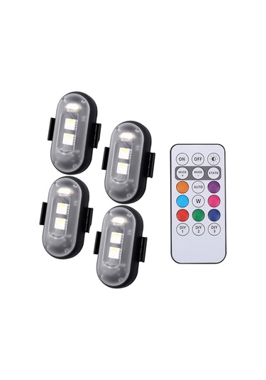 Evrensel Led Uyarı Işığı Çok Renkli Strobe Işığı Motosiklet Güvenlik Işığı Bisiklet Yanıp Sönen Işıklar Ip65 Su Geçirmez Uzaktan Kumandalı Siyah