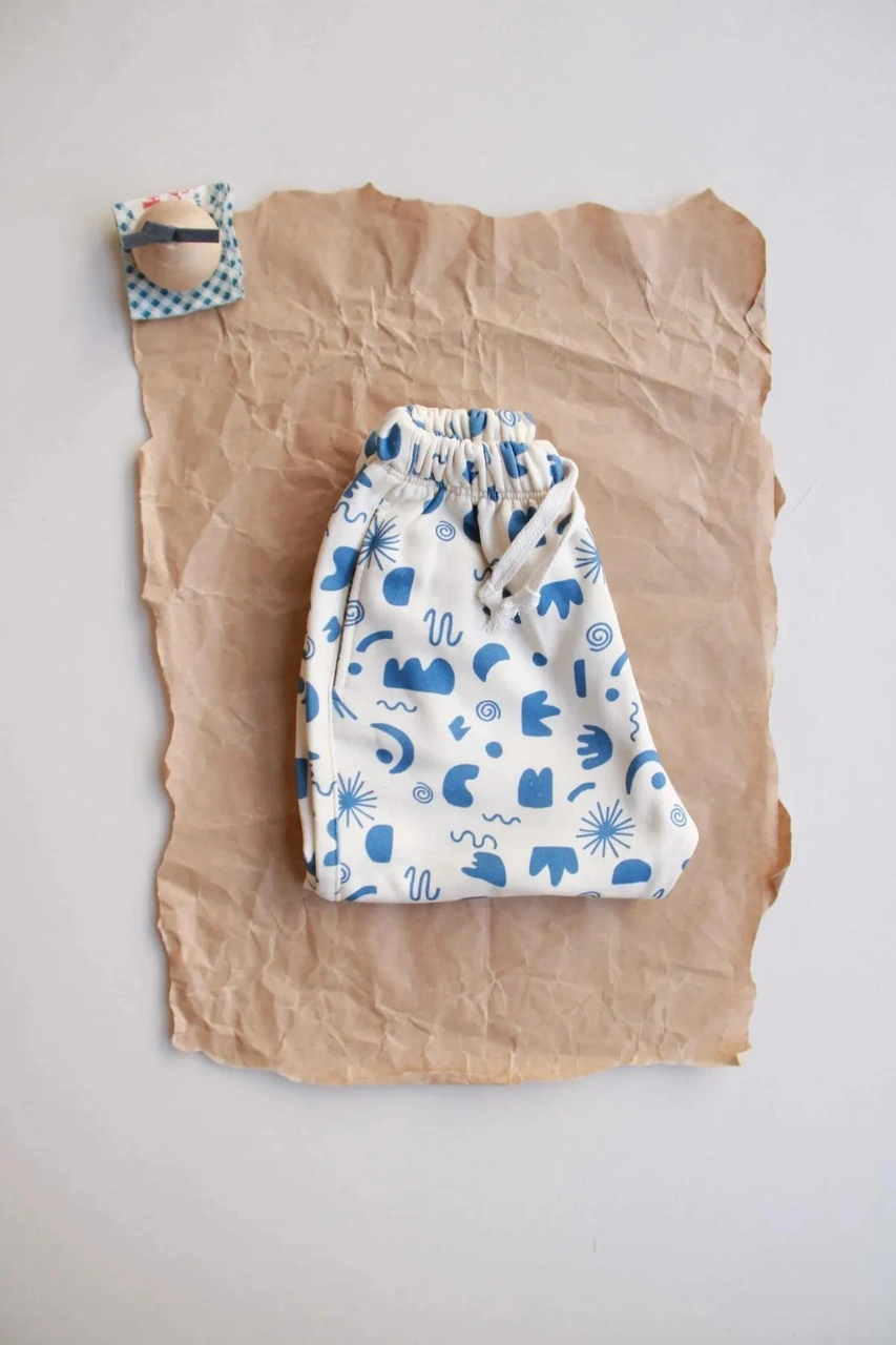 Geometrik Baskılı Eşofman Altı Krem