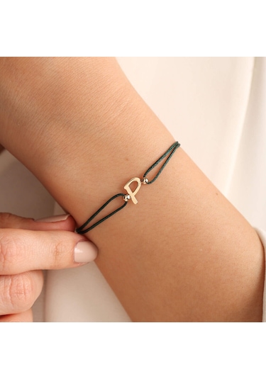 Sembol Gold 14k İpek Tasarım Harf Bileklik Sarı Altın