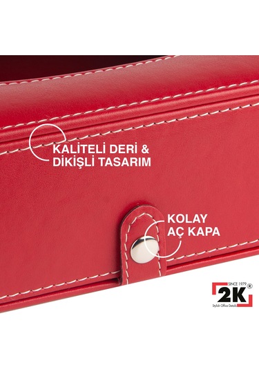 2k Suni Deri Peçetelik Mendil Kutusu 13 24 6 Cm. Kırmızı Kırmızı
