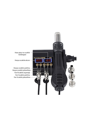 Exeo Havya Sıcak Hava Üflemeli Havya İstasyonu Lehim Makinesi