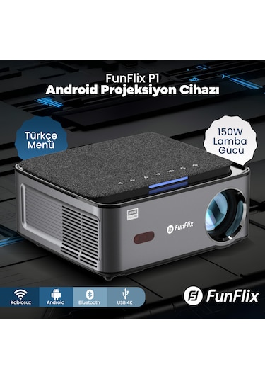 Funflix P1 Android 4k Destekli Bluetooth 5g Wi-fi Led Full Hd Projeksiyon Cihazı