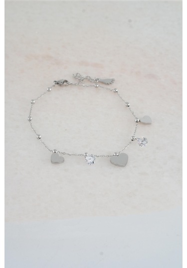 Kadın 316 L Kararmaz Anti Alerjenik Çelik Halhal Zy00025 - Gümüş