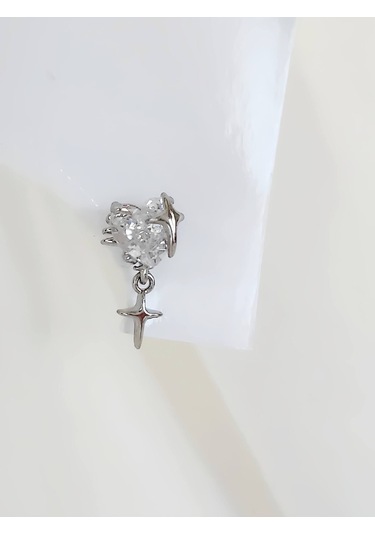 Bombeli Kalp Yıldız Model Kıkırdak Piercing Tragus Helix Altın Gümüş Renk Küpe Silver