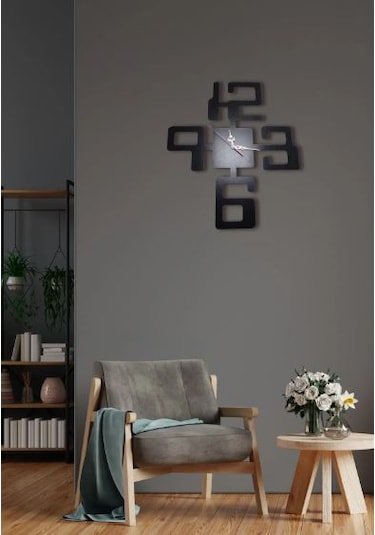 Ahşap Duvar Dekoratif Duvar Saati Siyah