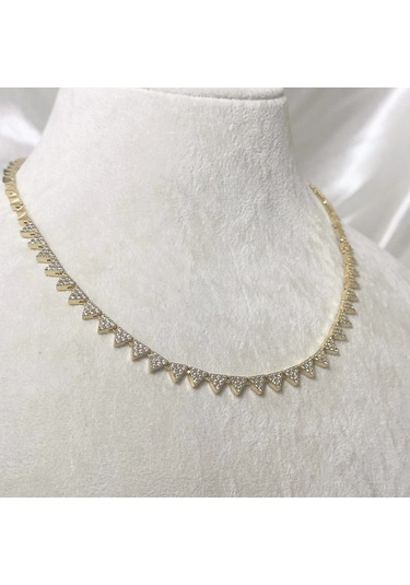 Vıp Seri Zirkon Taşlı Üçgen Kolye Gold Gold