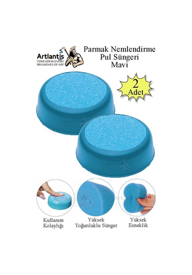Parmak Nemlendirme Süngeri Mavi 2 Adet Renkli Masaüstü Pul Süngeri Para Sayma Süngeri Poşet Kağıt Ayırma Süngeri Büro Mavi