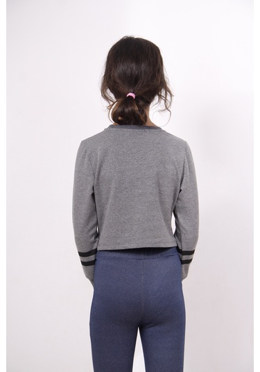 Toontoy Kız Çocuk Yıldızlı Dream Baskılı Sweatshirt Antrasit Melanj