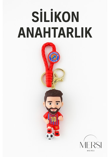 Silikon Futbolcu Figür Anahtarlık Çanta Ve Araba Anahtarlığı Sevimli Sporcu Anahtarlık Beyaz - Kırmızı