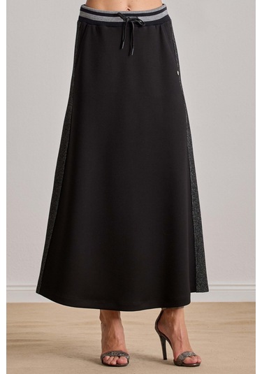 Yandan Cepli Siyah Örme Etek Siyah
