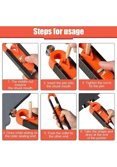 Funtree Treasure Yeni Profili Çizme Kilitli Cetvel Kontur Ölçer Yüksek Kalite Metal + Abs, Laminat Ve Fayansta Kullanılabilir