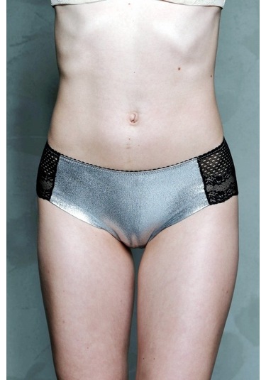 Moonlight 3004 Gümüş Dantel Detaylı Slip Külot Siyah-gri