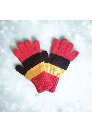 Garson Beden Erkek Çocuk Eldiven Sarı Kırmızı - 8-12 Yaş Kırmızı