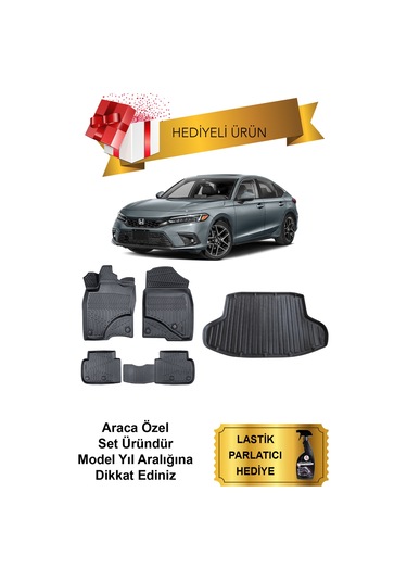 Honda Civic Sedan 2021 Sonrası 3d Bagaj Havuzu Ve 4d Luxury Paspas Seti Hediyeli