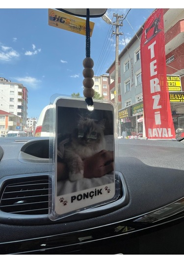 Kişiye Özel Evcil Hayvan Fotoğraflı Araç Ayna Süsü Köpek & Kedi Temalı Araç İçi Süs Aksesuarı