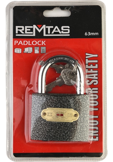 Remtaş Asma Kilit Gri Kaplamalı 63 MM