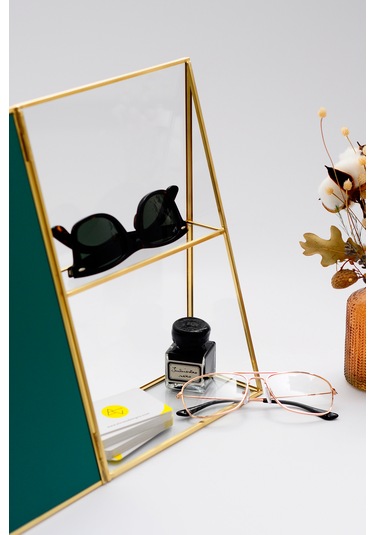 Makyaj Aynası Masaüstü Organizer Pirinç & Gold