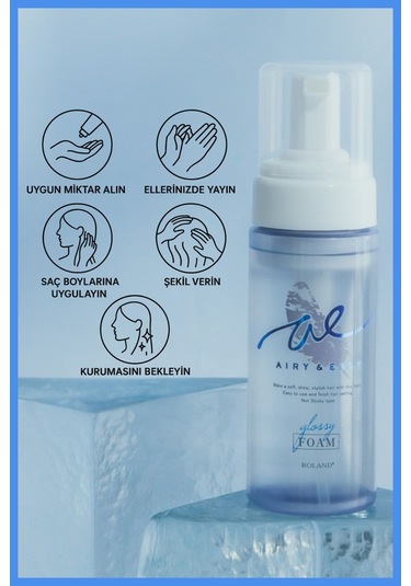 Cosmetex Roland Airy & Easy Glossy Oil Foam Saç Köpüğü 150 ML