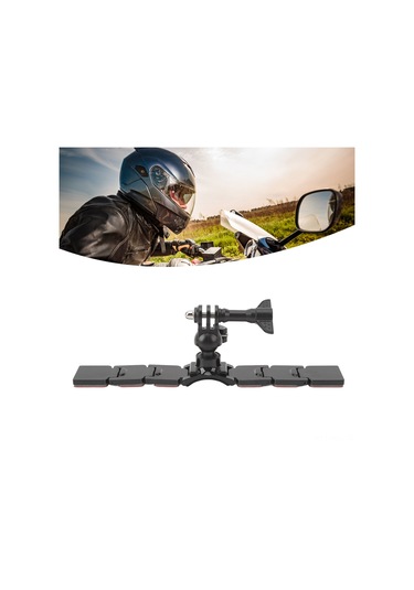 Padalink Motosiklet Kaskı Çene Tutucu, 3 Bölümden Ayrılabilir, 360 Derece Dönebilen, İki Yönlü Yapışkanlı Spor Kamera Tutucu Aksesuarı