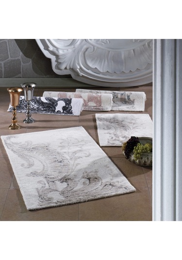 Zebra Casa Antonia Beyaz/gri/mor Ikili Banyo Paspas Seti Beyaz/gri/mor