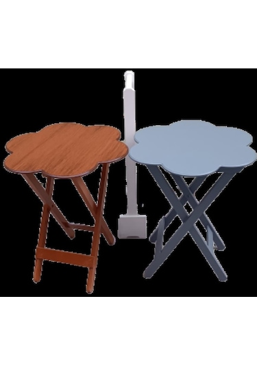 1448bng90100çanta Zigon Sehpa Papatya Model İkili Takım Ahşap Mdf Ceviz Ve Gri Renk El Yapım