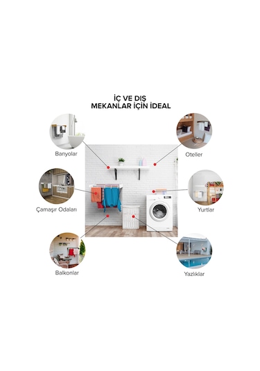 Kurutmalık Çamaşır Askısı - Duvara Monte Çamaşırlık - Patentli Tasarım Cappuccino-120cm Cappuccino