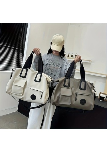 Sandwich Motion003 Kahverengi Renk, Kadın Erkek Uygun, Şık Seyahat Çantası, Çok Fonksiyonlu, Büyük Kapasiteli, İç Dış Cepli, Kahverengi