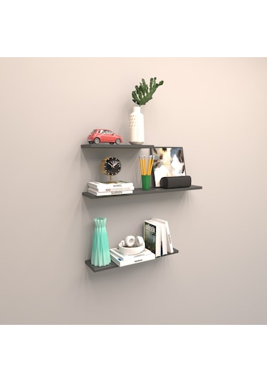 Rafkestir 3 Lü Raf Set ( 80 - 60 - 40 ) Antrasit ( Mat )