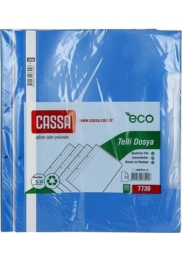 Cassa Plastik Telli Dosya Mavi 50'li 5 Paket (250 Adet )
