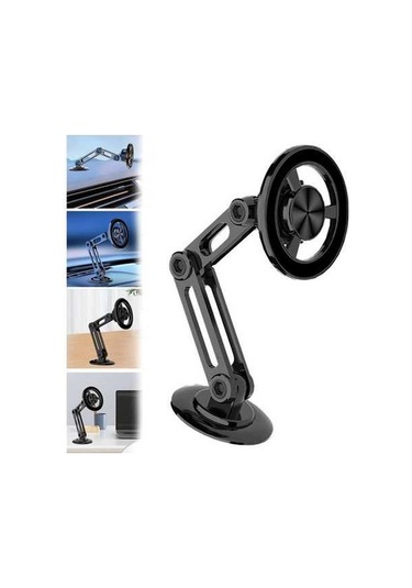 Pazly Universal 360 Manyetik Araba Telefon Tutucu, Mekanik Kol Selfie Çubuğu, Güçlü Sıkma, Yüksek Kalite Alüminyum