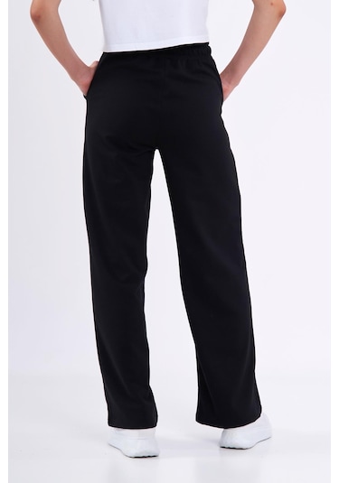 Kadın Mevsimlik Salaş Geniş Rahat Paça Yan Cepli Siyah Eşofman Altı Antrasit