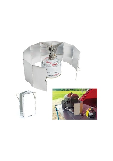 Novahub Genişletilmiş Mini 9 Parça Soba Kafası Ön Cam Taşınabilir Kamp Aksesuarları 8 Piece Windscreen Gümüş Gümüş