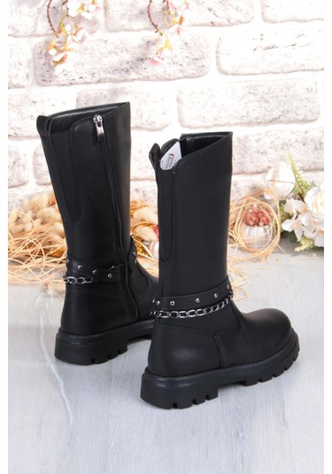 Fort Cool Paris Anatomik Sıcak Astar Kaymaz Taban Kız Çocuk Çizme Siyah