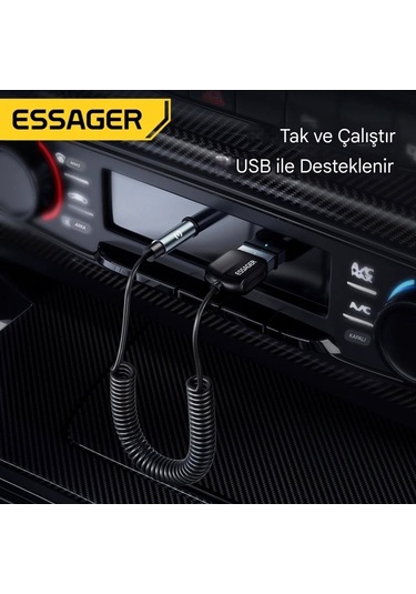 Bluetooth 5.0 Süper Hızlı Aux 3.5 Mm Araç Kiti Son Nesil Teknoloj