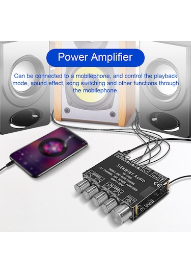 Aubyhe Ys-s100l Bluetooth 5.0 2.1 Kanal Güçlü Ses Amplifikatörü, 100w Bass Ve 50w Stereo Çıkış, Frekans Ayarlı