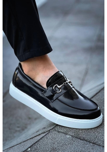 Bağcıksız Siyah Rugan G Günlük Erkek Ayakkabısı Siyah3 Siyah