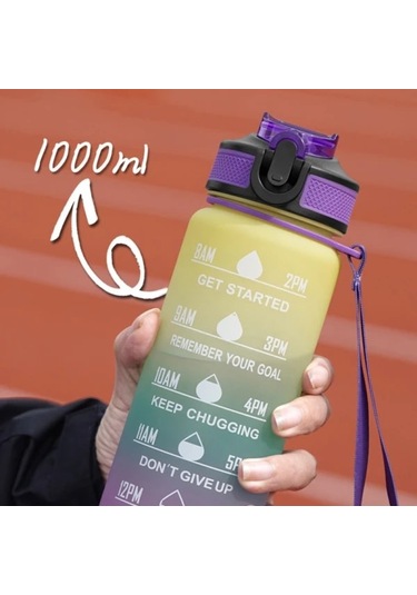 Su Şişesi Spor İçme Bardağı Plastik Su Bardağı 1000ml - Doğrudan Satış Mavi Ve Pembe Çok Renkli