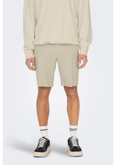 Onsmark 0011 Cotton Lınen Shorts Noos Bej Cok Renklı