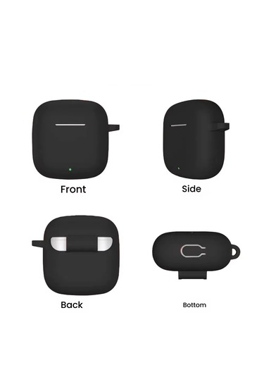 Huawei Freeclip 2 Kulaklık Uyumlu Mat Silikon Kılıf + Kanca Siyah