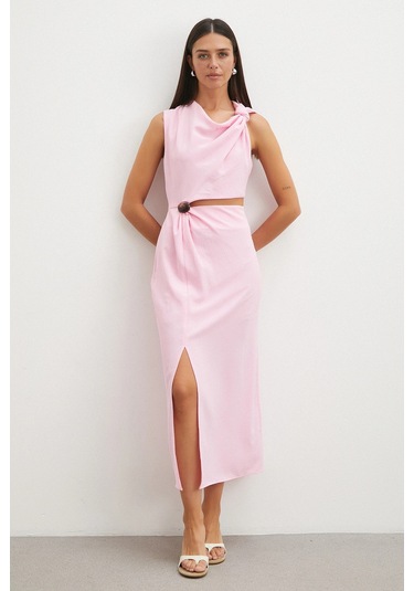 Uterpe Drapeli Cut-out Elbise Pembe