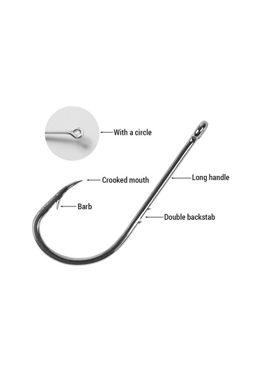 Mufunye 100 Adet Yüksek Karbon Çelik İki Tıkaçlı Uzun Sap Malzeme Tutucu Deniz & Tatlı Su Balıkçılık İğneleri 4