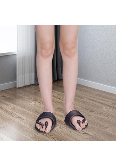 Suntek 2 Adet Akupresür Ayak Masaj Terliği Ayırıcı Ev Ofis Siyah Siyah
