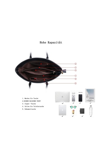 Kadın El Çantası Siyah, Kadın Alışveriş Çantası Deri Bayan Çantası Büyük Okul Çantası Ofis Ve Okul İçin Uygun - Wellngs Diğer