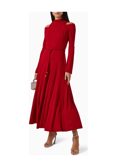 Eegen Studio Diep Dönüştürülebilir Kemerli Elbise Rib - Knit, Off - Shoulder Kırmızı