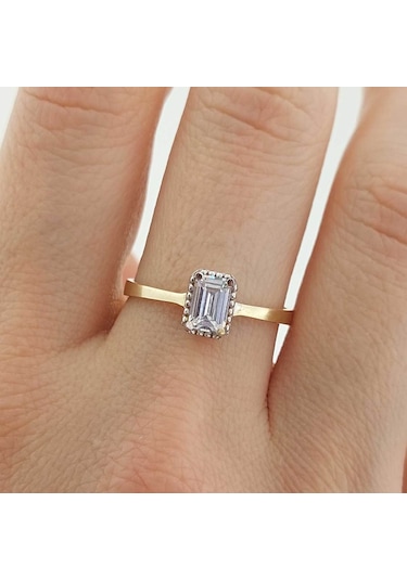 Altınbeyı Baget Taşlı Altın Yüzük 14 Ayar 1.45 Gram Abyyzk0149